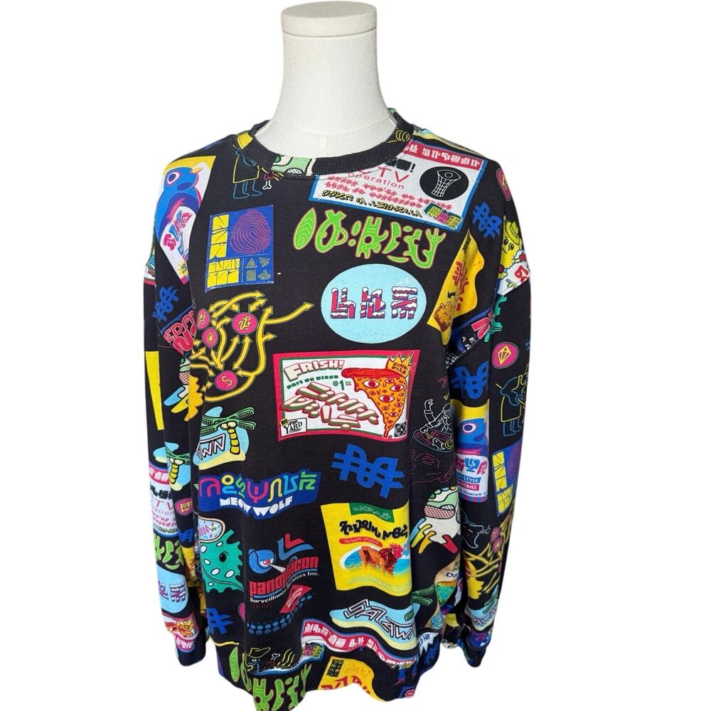 Meow Wolf Sweatshirt Men’s Large Bright Art Graphic Crewneck